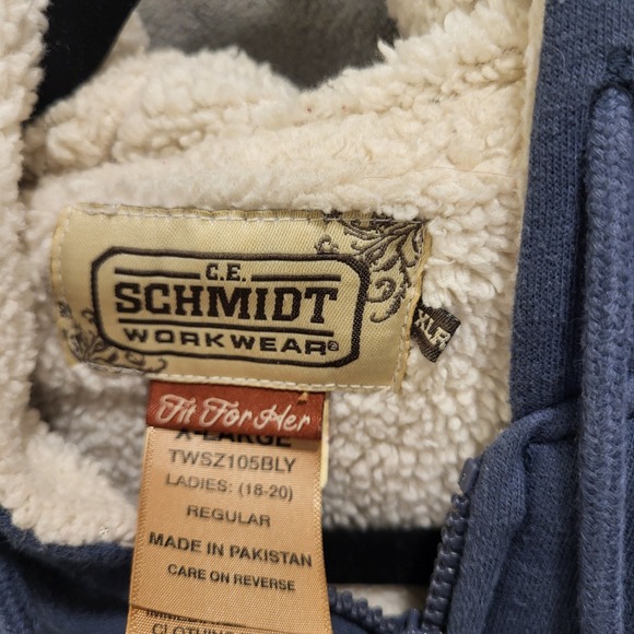 CE Schmidt Workwear Jacket Womens XL Blue Fleece Sherpa Lined‎ Full Zip Hoodie - Picture 4 of 8